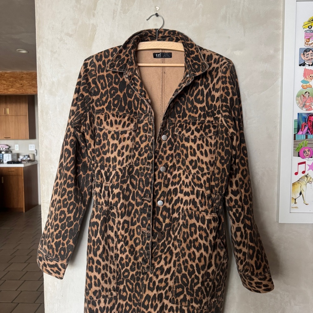 Zara Brown Leopard Print Utility jumpsuit